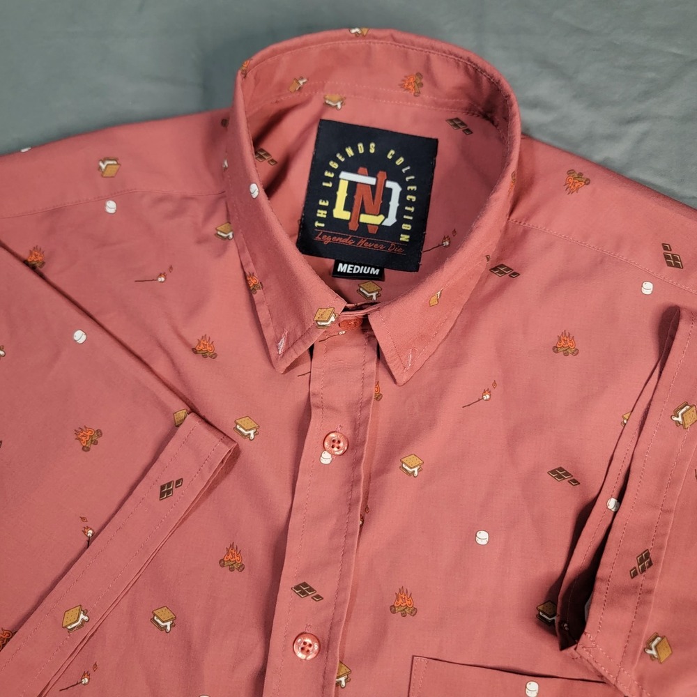 RSVLTS "S'more What?" Men's Medium Kunuflex Short Sleeve Button Down Shirt AOP